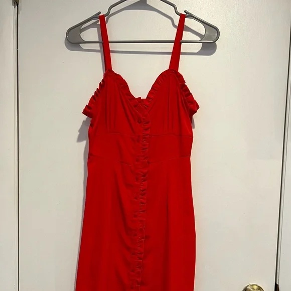 red slip dress topshop Topshop | Dresses | Topshop Red Midi Button Up Slip Dress Excellent  Condition Us Size 4